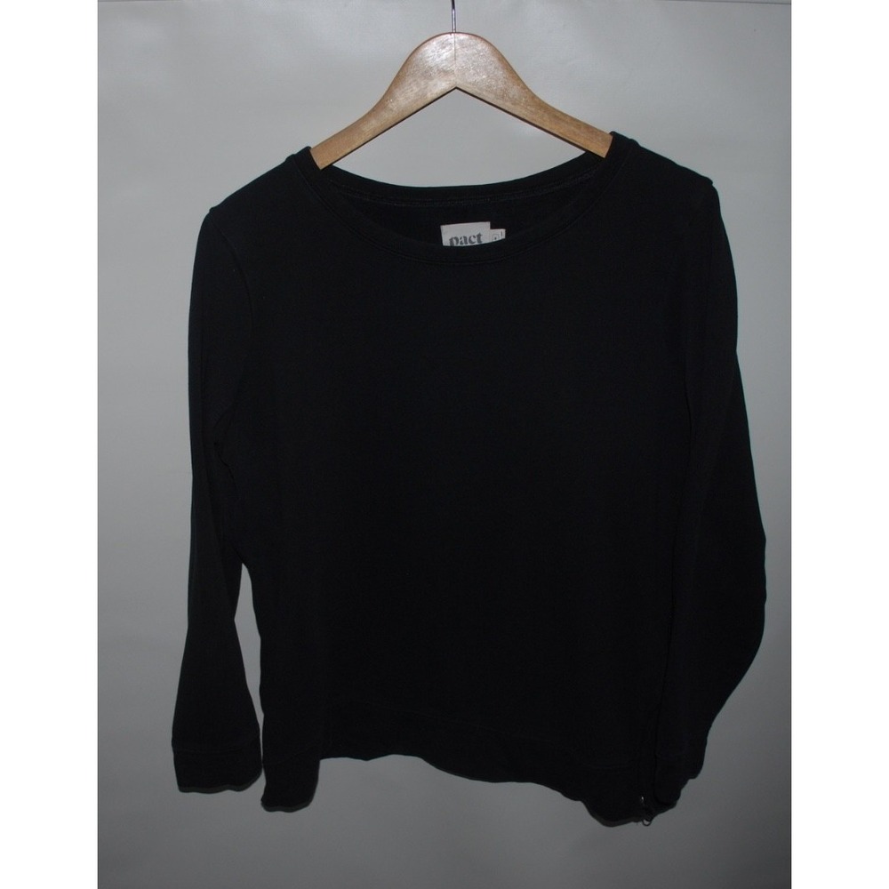 Pact Women's Medium Black Organic Cotton Fleece Side‑Zip Sweatshirt Used